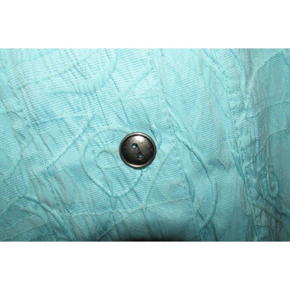 Kaktus Women's Blue Collared Button-Up Embroidered Long Sleeve Blouse Size M - Picture 5 of 8